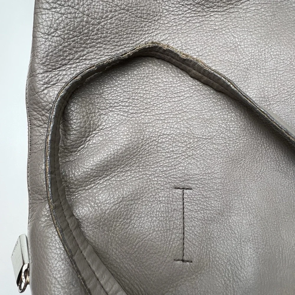 FURLA Large Open Top Expandable Side Zip Tote Shopper Taupe Leather 14